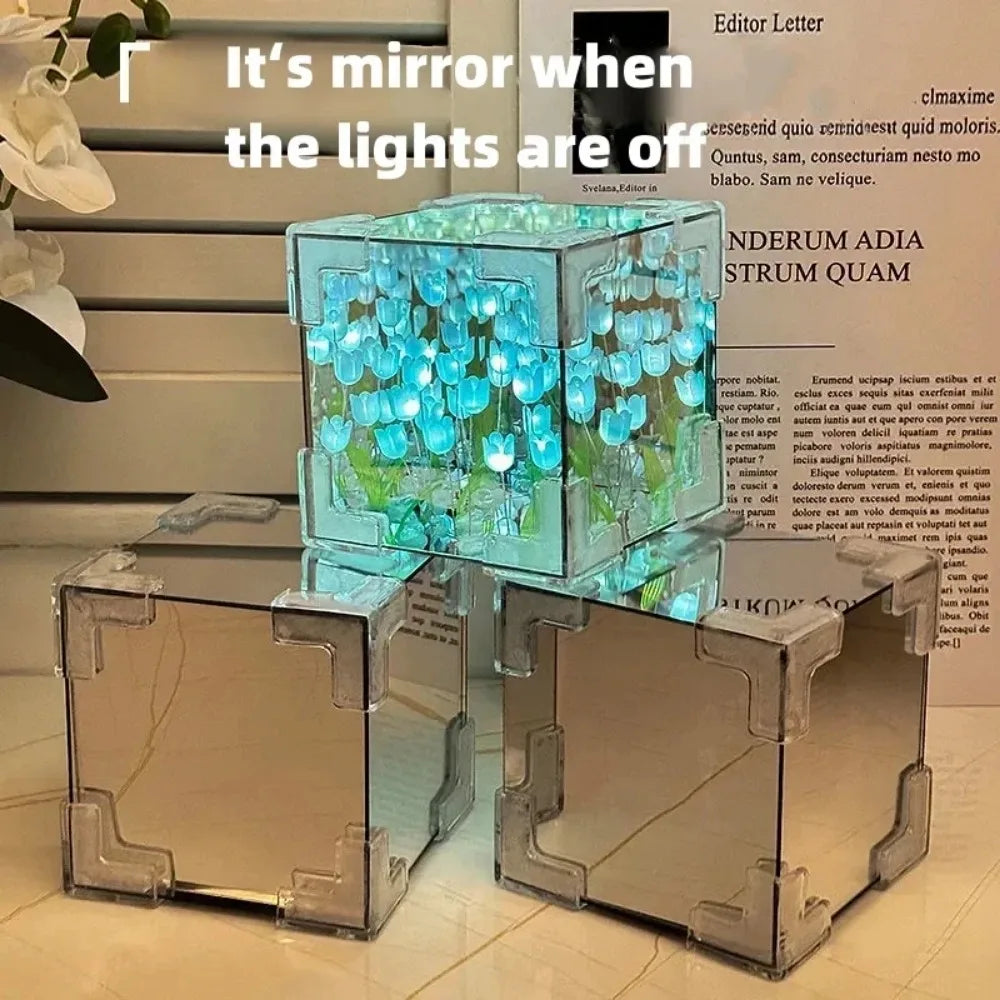 DIY Tulip Mirror Cube Lamp